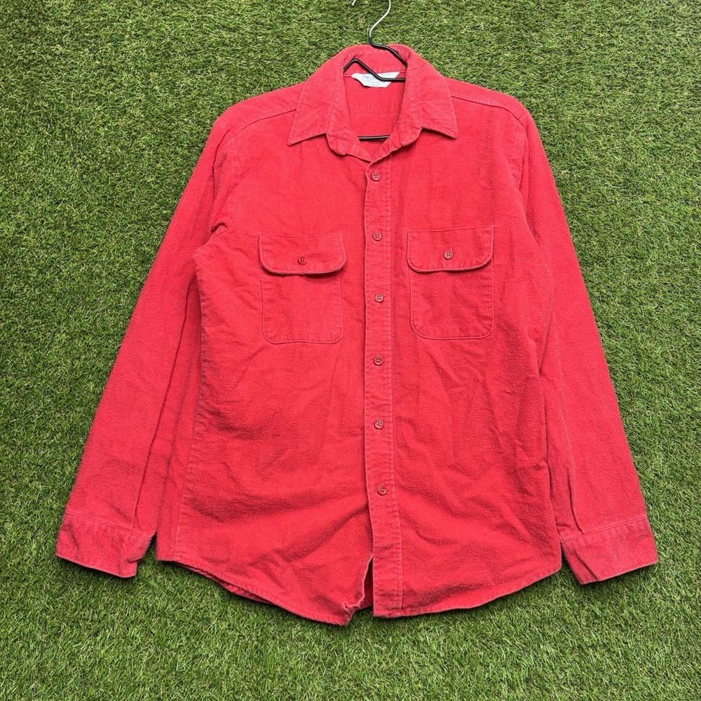 Five Brother Button Shirt Mens Medium Workwear Chamois Outdoor Red USA Made